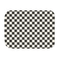 Black and White Checkered Sherpa Blanket laid flat, front view