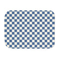 Blue Checkered Sherpa Blanket laid flat, front view