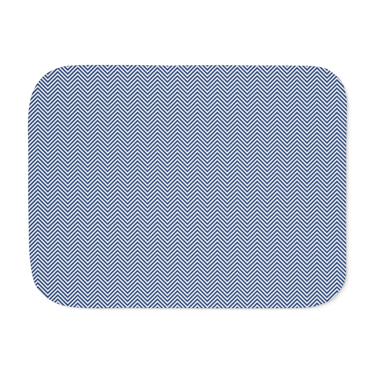 Blue Herringbone Sherpa Blanket laid flat, front view