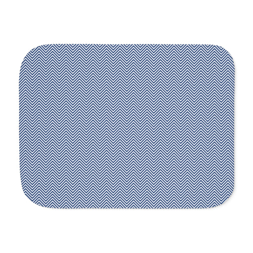 Blue Herringbone Sherpa Blanket laid flat, front view