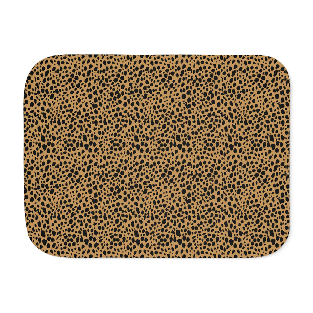 Brown Cheetah Print Sherpa Blanket laid flat, front view