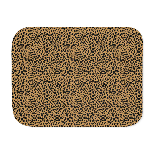 Brown Cheetah Print Sherpa Blanket laid flat, front view