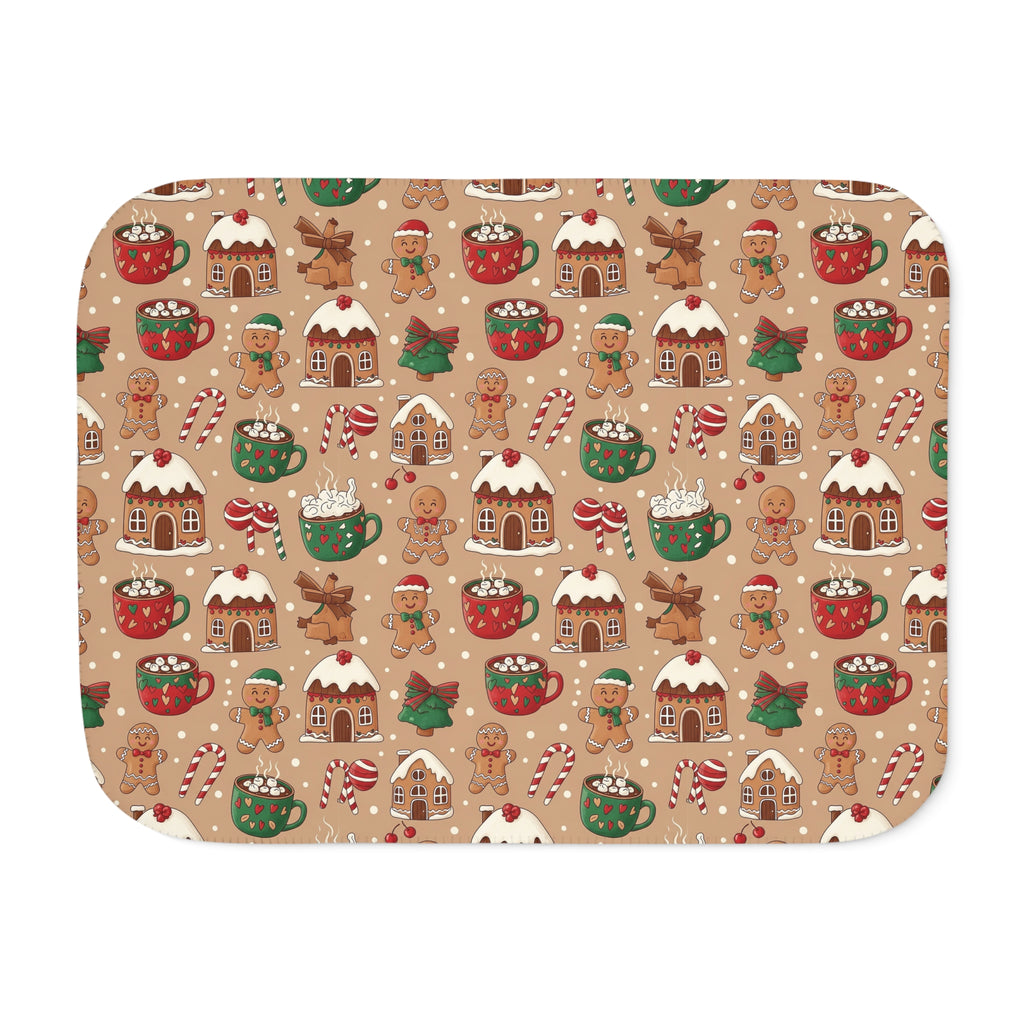 Brown Gingerbread Sherpa Blanket laid flat, front view