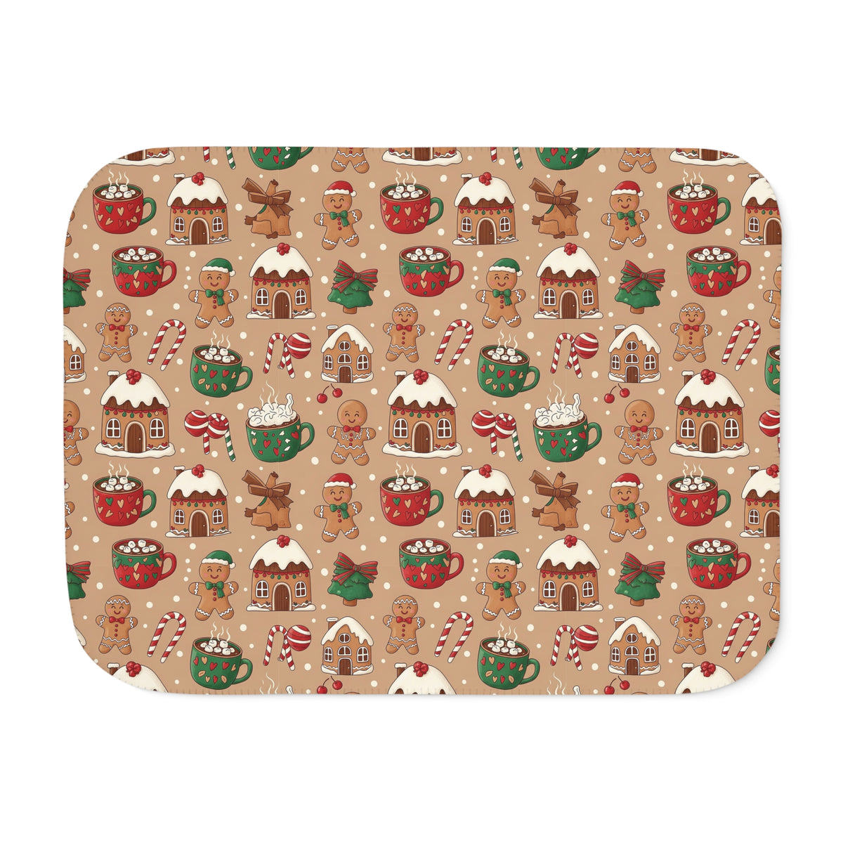 Brown Gingerbread Sherpa Blanket laid flat, front view