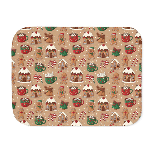 Brown Gingerbread Sherpa Blanket laid flat, front view