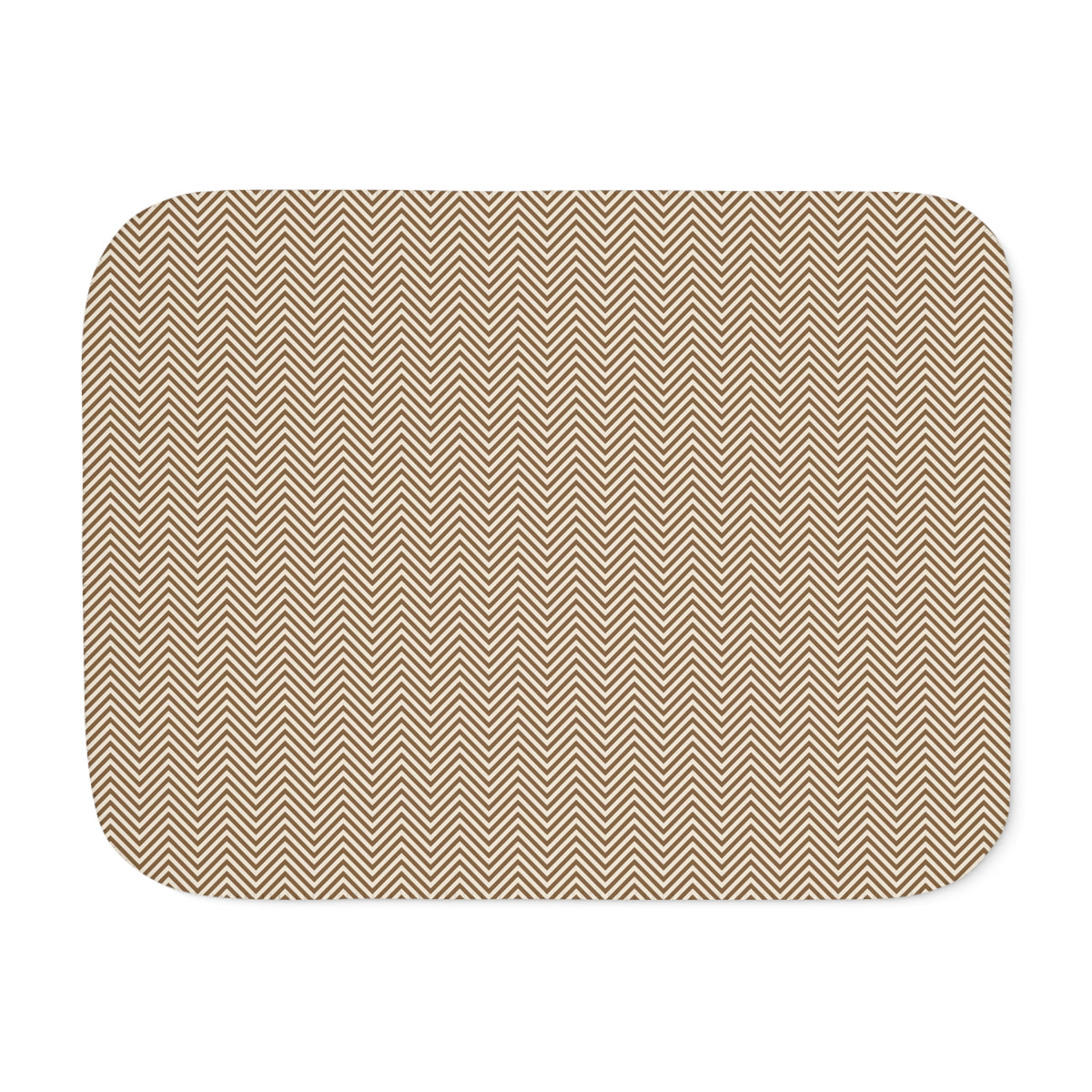 Brown Herringbone Sherpa Blanket laid flat, front view