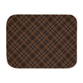 Brown Plaid Sherpa Blanket laid flat, front view
