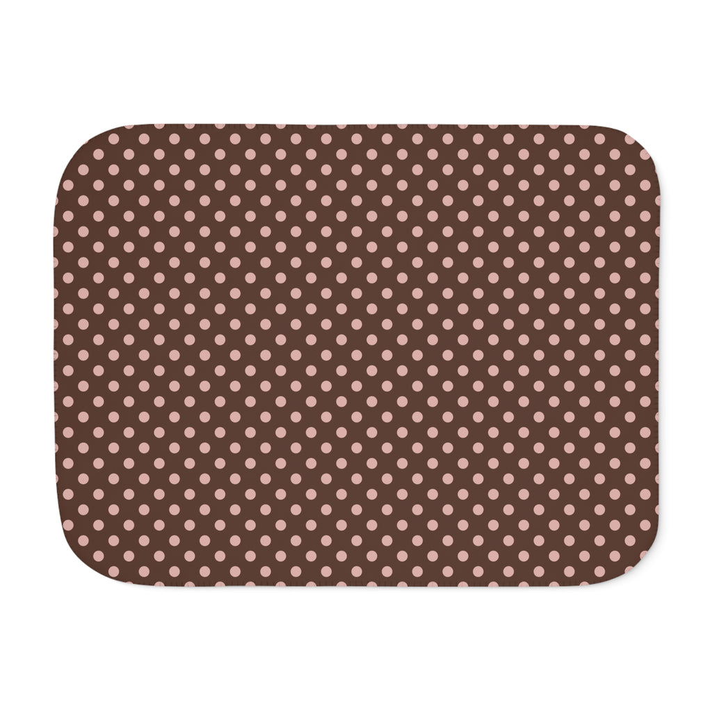 Brown Polka Dot Sherpa Blanket laid flat, front view