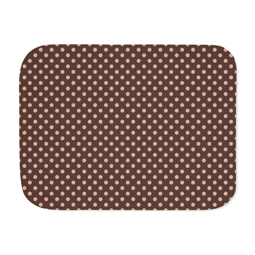 Brown Polka Dot Sherpa Blanket laid flat, front view