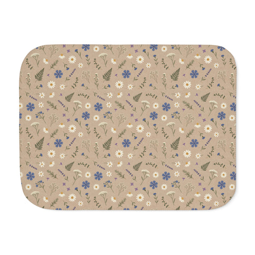 Brown Wildflower Sherpa Blanket laid flat, front view