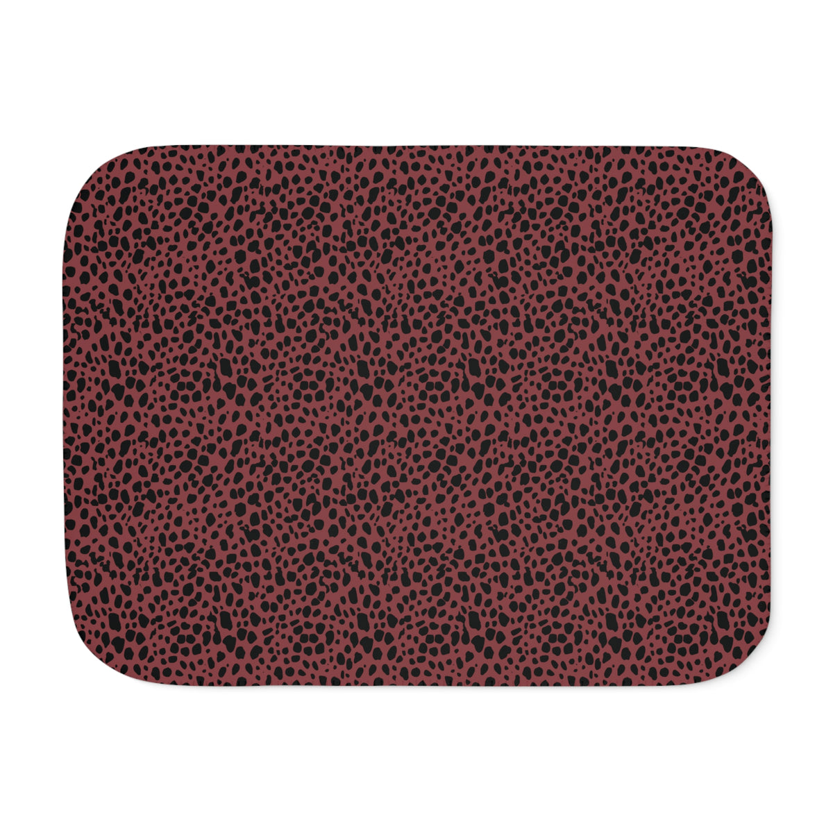Burgundy Cheetah Print Sherpa Blanket laid flat, front view