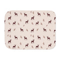 Burgundy deer print sherpa blanket laid flat, front view