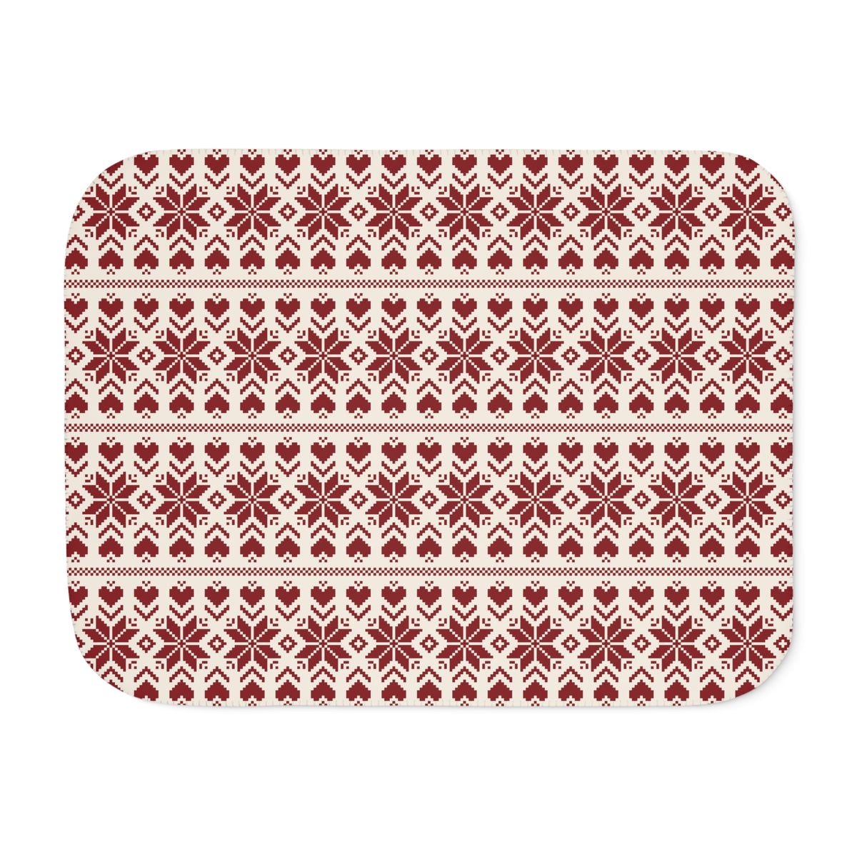 Burgundy Nordic Star Christmas Sherpa Blanket laid flat, front view