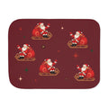 Burgundy Retro Santa Christmas Sherpa Blanket laid flat, front view