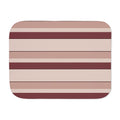 Burgundy Striped Sherpa Blanket laid flat, front view