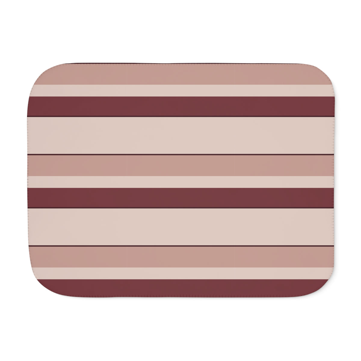 Burgundy Striped Sherpa Blanket laid flat, front view