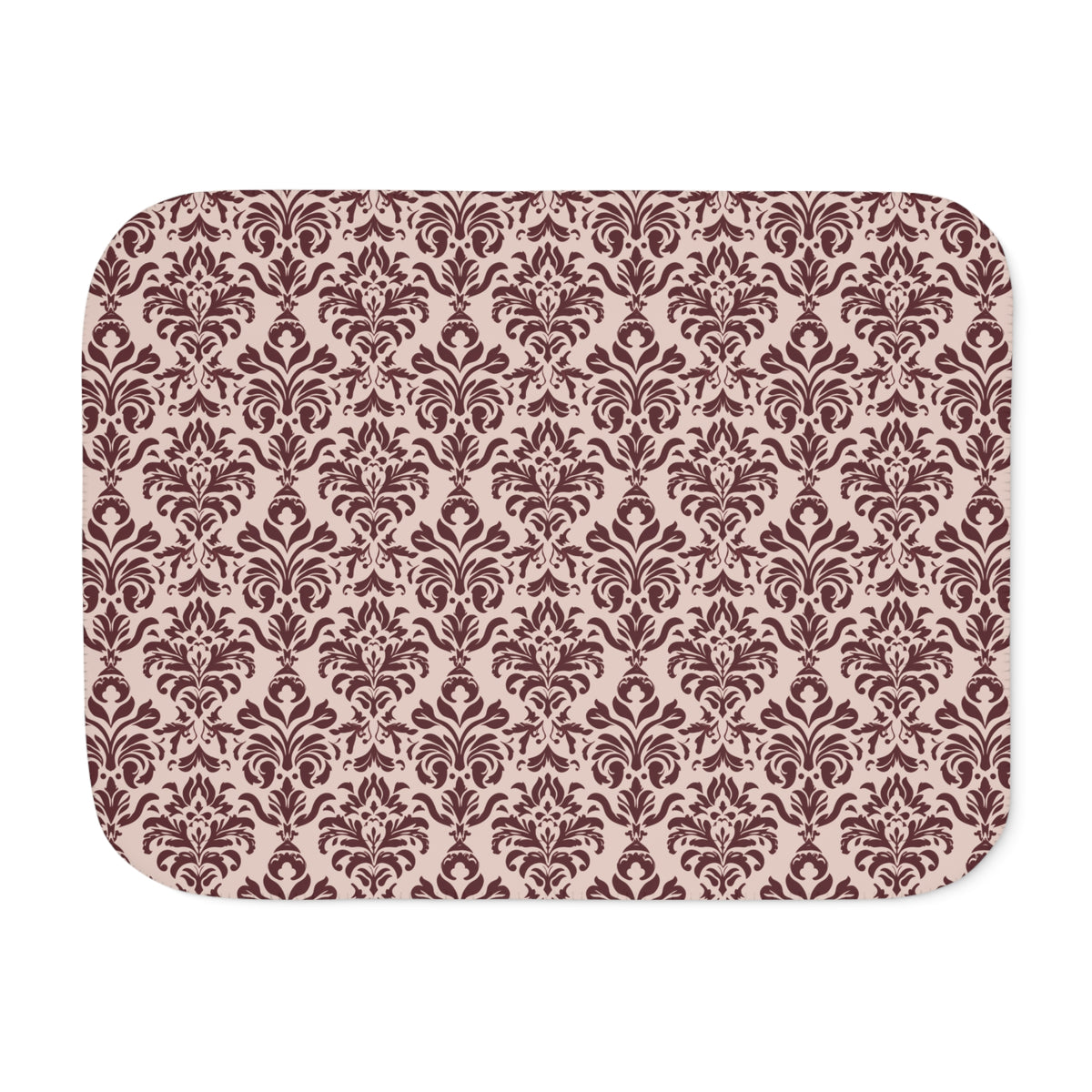 Burgundy Tapestry Sherpa Blanket laid flat, front view