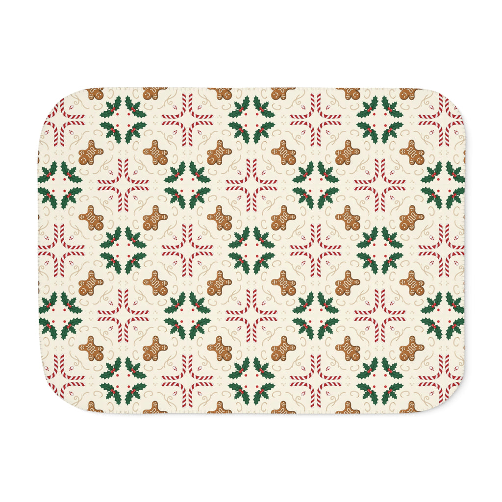 Cream Gingerbread Sherpa Blanket laid flat, front view