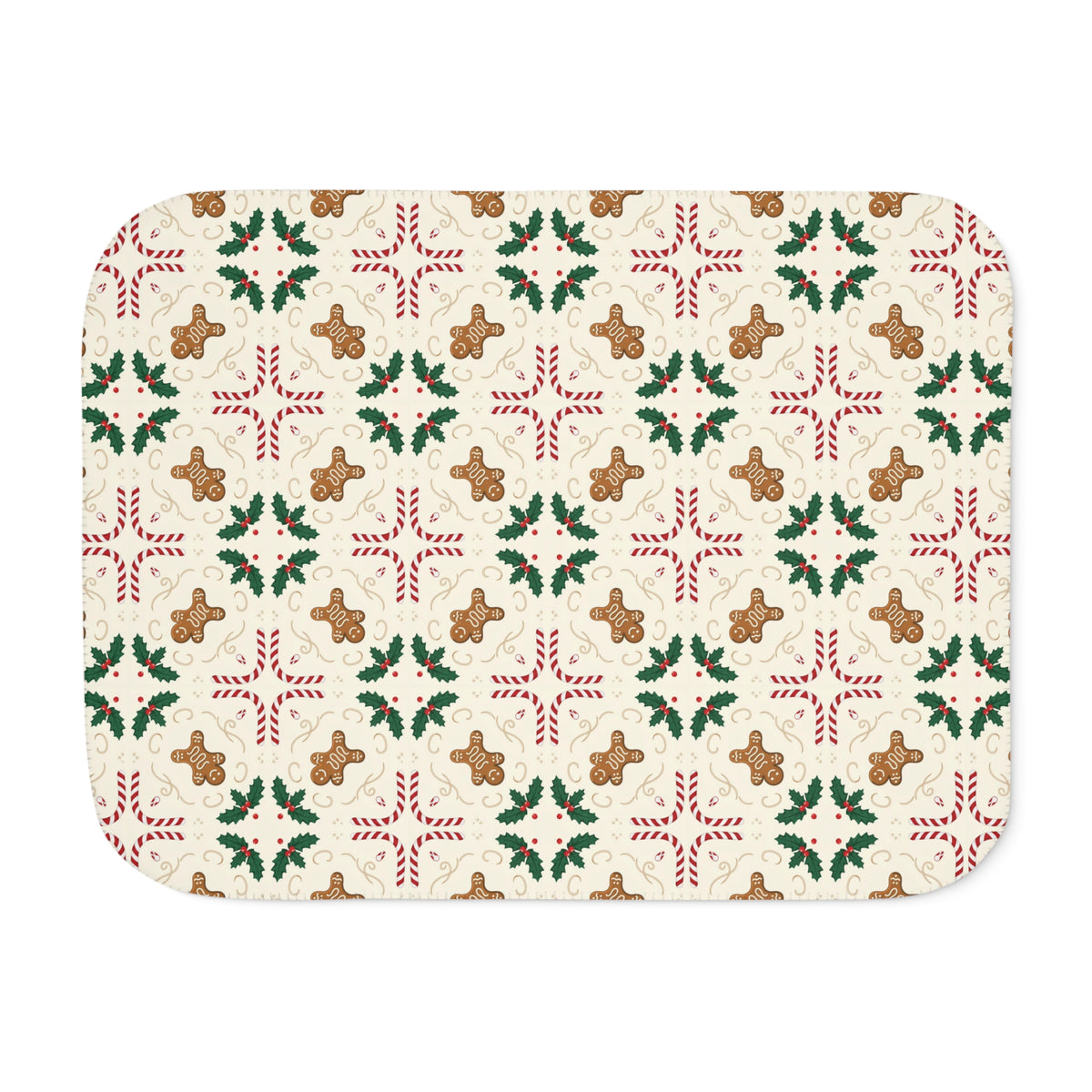 Cream Gingerbread Sherpa Blanket laid flat, front view