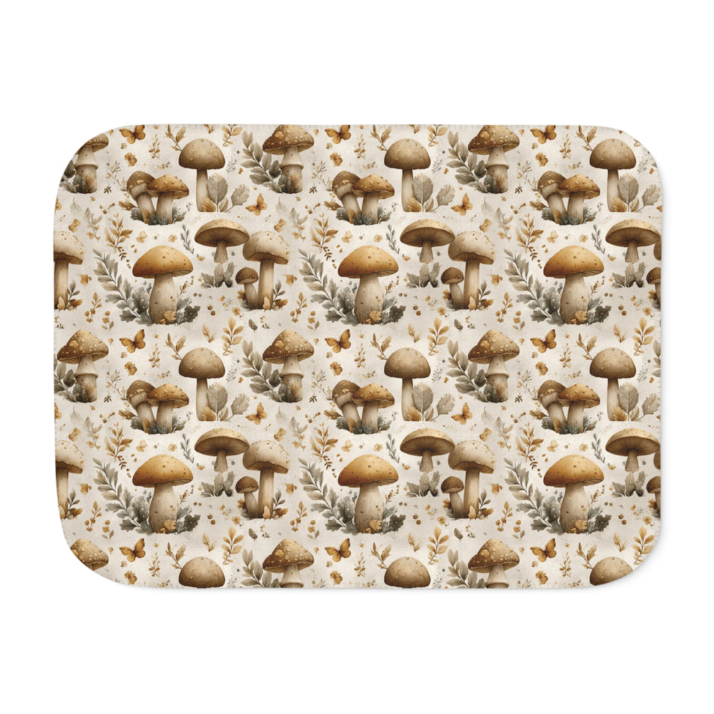 Cream Mushroom Sherpa Blanket laid flat, front view