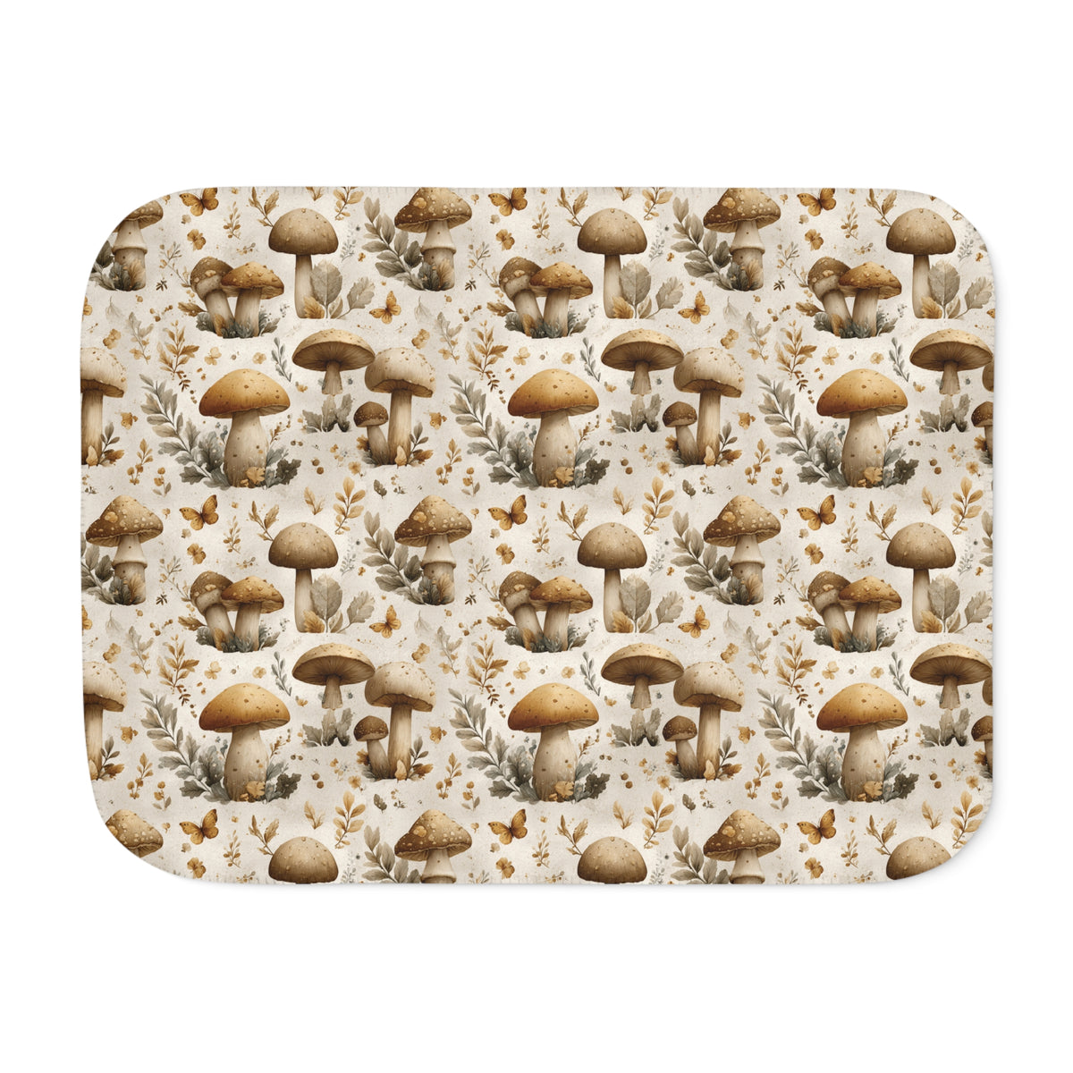 Cream Mushroom Sherpa Blanket laid flat, front view
