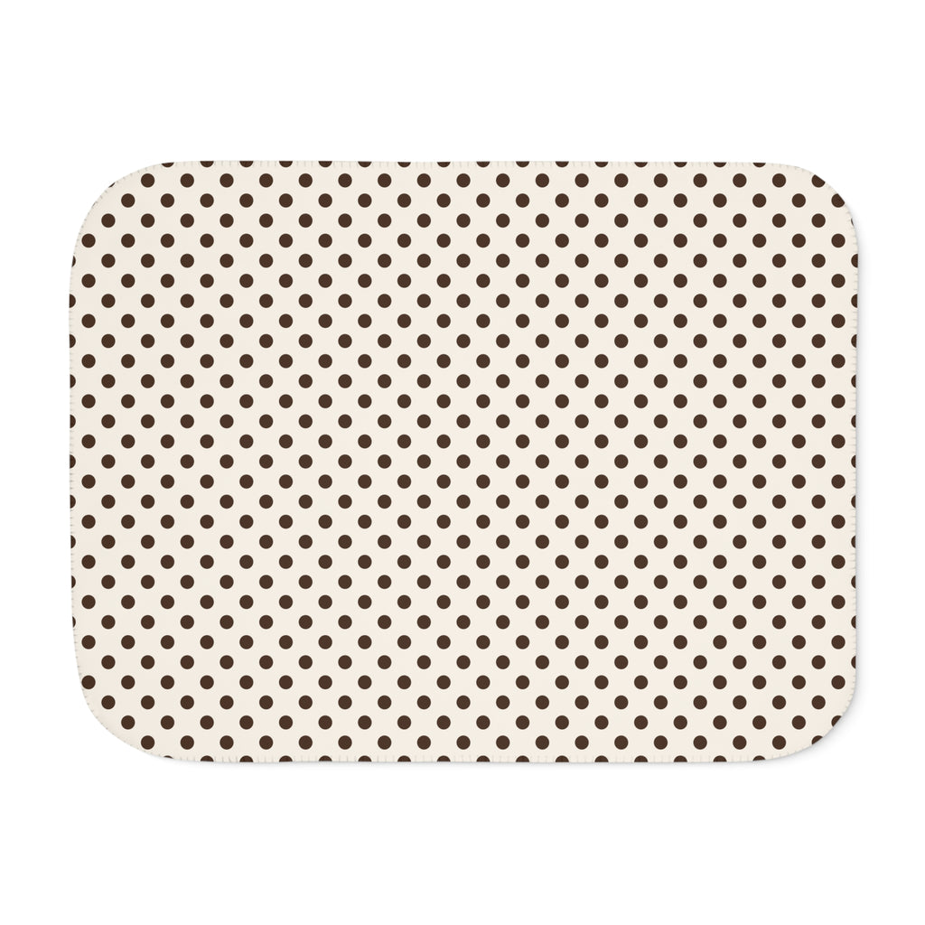 Cream Polka Dot Sherpa Blanket laid flat, front view