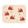 Cream Retro Santa Christmas Sherpa Blanket laid flat, front view