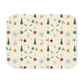 Cream Scandinavian Christmas Sherpa Blanket laid flat, front view