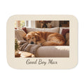 Custom photo blanket in cream with one photo and text, front view