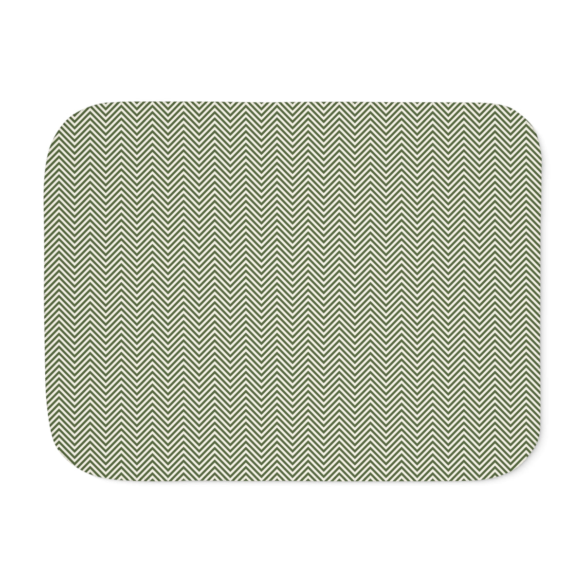 Green Herringbone Sherpa Blanket laid flat, front view