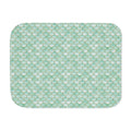 Green Mermaid Scale Sherpa Blanket laid flat, front view