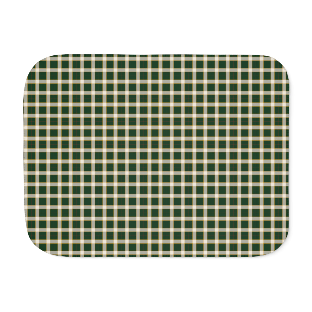 Green Plaid Sherpa Blanket laid flat, front view
