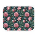 Green Rose Sherpa Blanket laid flat, front view