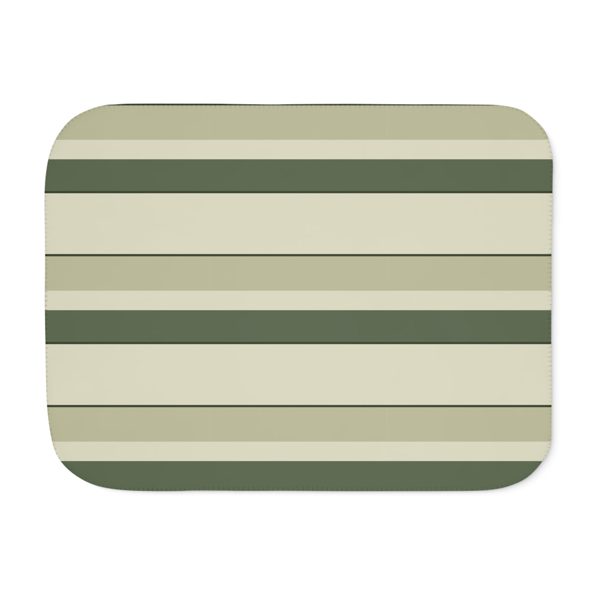 Green Striped Sherpa Blanket laid flat, front view