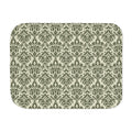 Green Tapestry Sherpa Blanket laid flat, front view