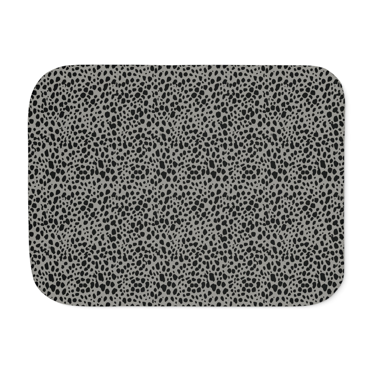 Grey Cheetah Print Sherpa Blanket laid flat, front view