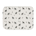 Grey deer print sherpa blanket laid flat, front view
