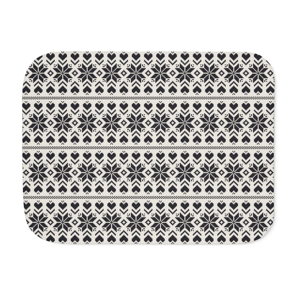 Grey Nordic Star Christmas Sherpa Blanket laid flat, front view