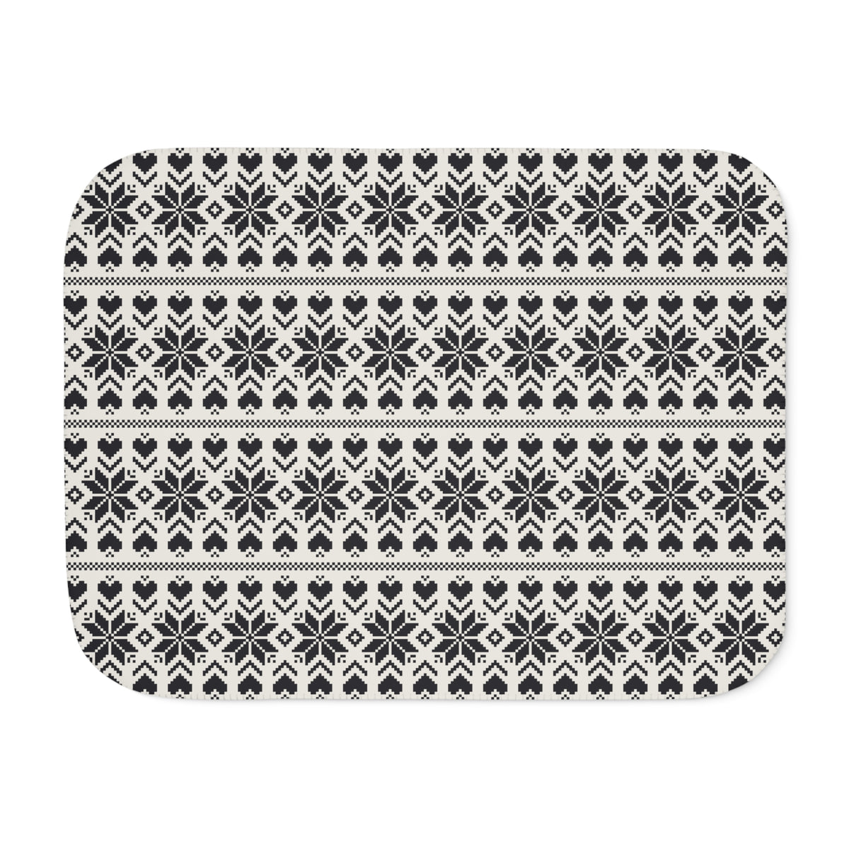 Grey Nordic Star Christmas Sherpa Blanket laid flat, front view