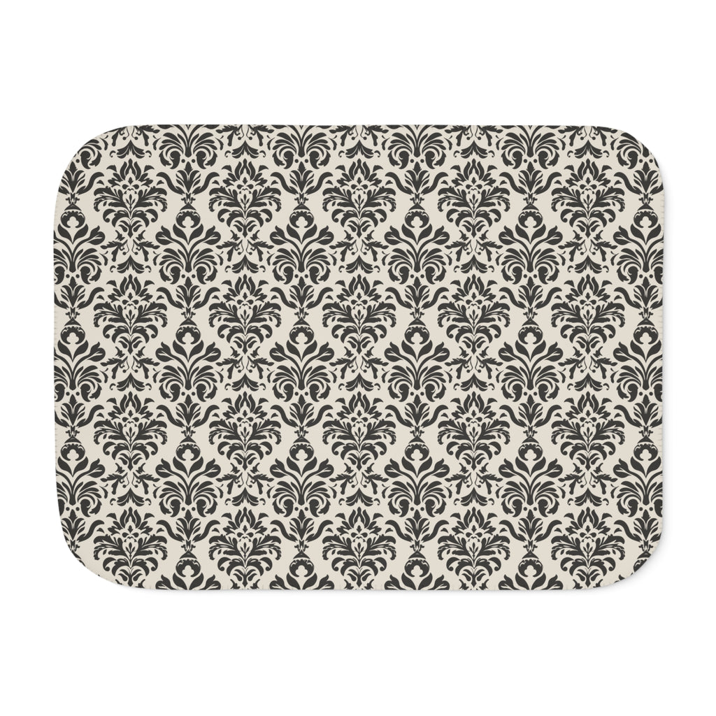 Grey Tapestry Sherpa Blanket laid flat, front view