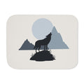 Grey wolf sherpa blanket laid flat, front view