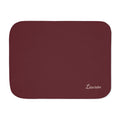 Personalized burgundy sherpa blanket with name, front view with name in the corner