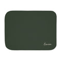 Personalized green sherpa blanket with name, front view with name in the corner