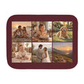 Photo Collage Blanket in burgundy with 6 photos, front view