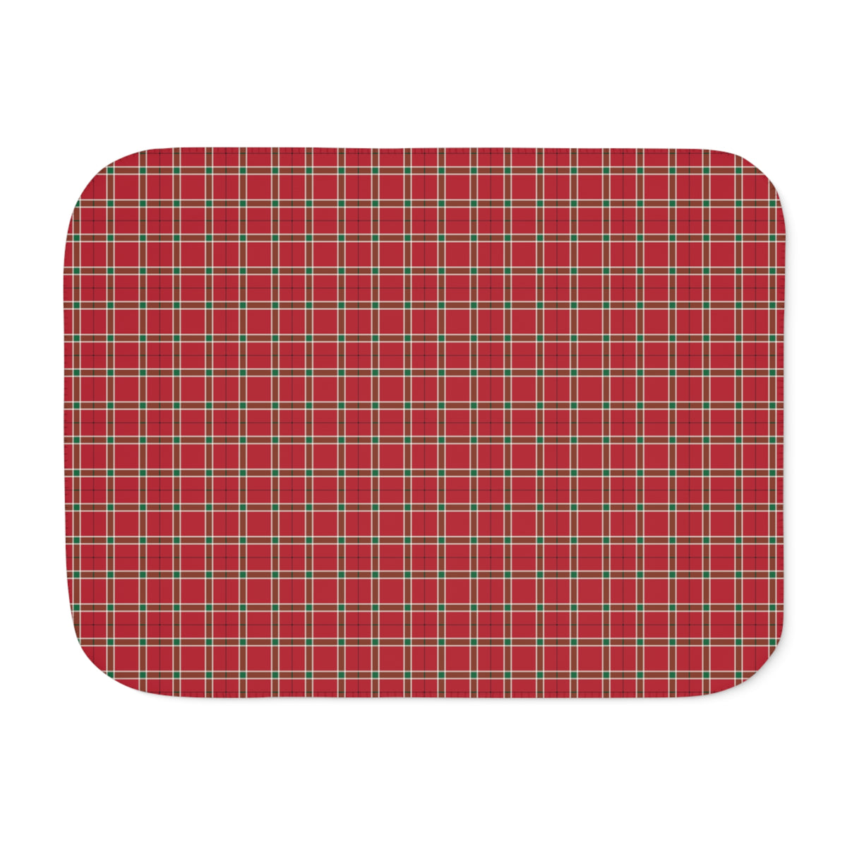 Red Plaid Sherpa Blanket laid flat, front view