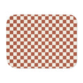 Terracotta Checkered Sherpa Blanket laid flat, front view