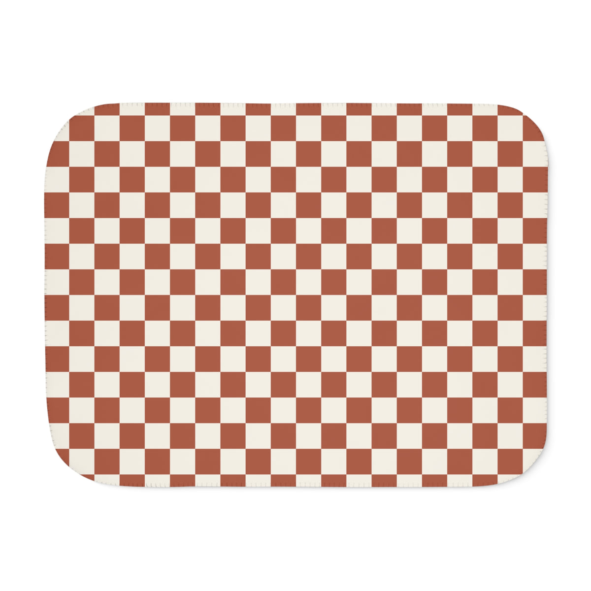 Terracotta Checkered Sherpa Blanket laid flat, front view